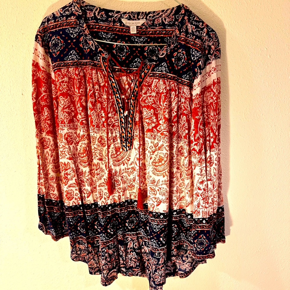 Lucky Brand women’s top lace up sash size large